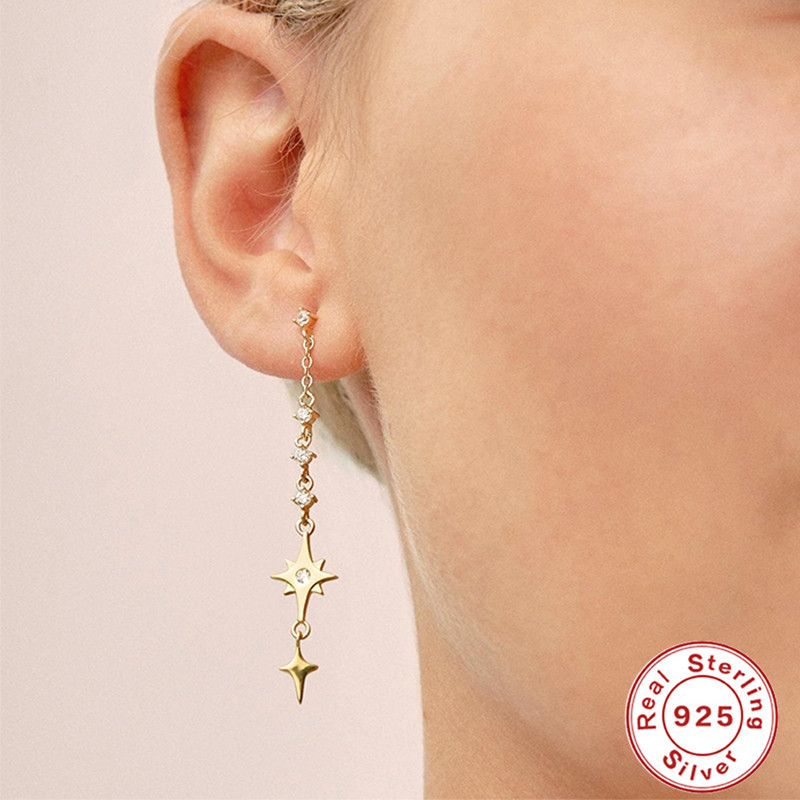 Fashion Geometric Sterling Silver Asymmetrical Artificial Pearls Rhinestones Drop Earrings 1 Pair