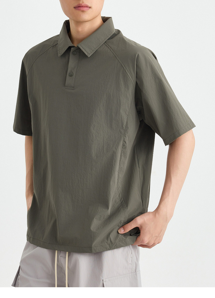 Áo polo nam tay raglan thể thao thành phố, chất liệu nhẹ khô nhanh — Màu trắng sữa chi tiết 39