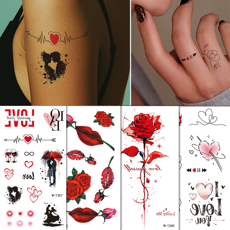 Cross-border foreign trade new tattoo stickers waterproof anti-sweat Valentine's Day temporary disposable tattoo stickers cute Amazon
