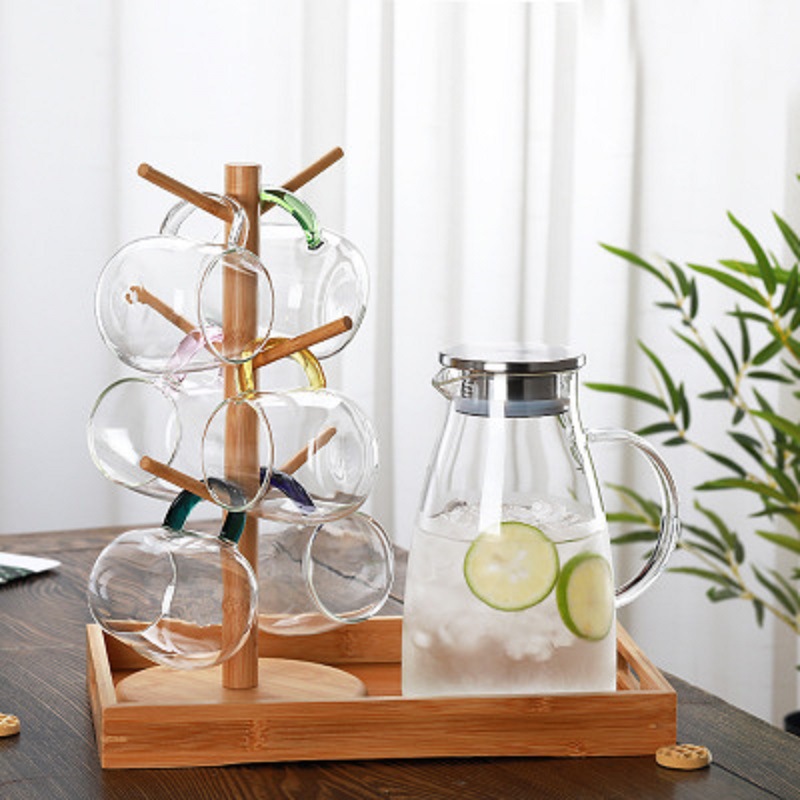 Jujiajia portavasos de madera estante de almacenamiento creativo titular de la taza de agua titular de la taza de té boca abajo titular de la taza de drenaje rack