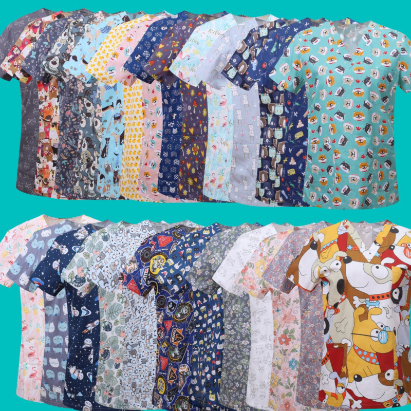 Hand Washing Clothes, Scrub Clothes, Nurse Clothes, Women's V Neck Short-Sleeved T-Shirt Tops, Surgical Clothes, Work Clothes, Men's Quick-Drying Clothes