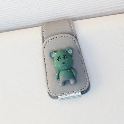 Car Glasses Clip/Bill Clip car sun visor storage - dark-gray-green-bear