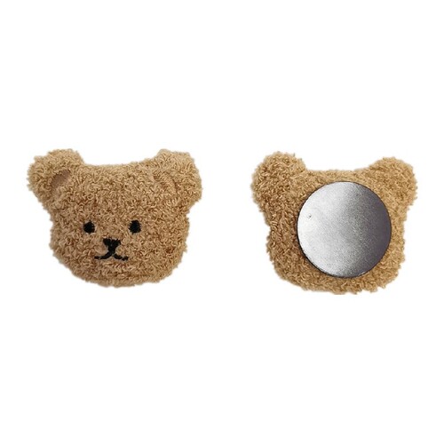 Korean style ins style plush embroidered bear head cute magnetic three-dimensional refrigerator magnet soft magnet decorative message sticker