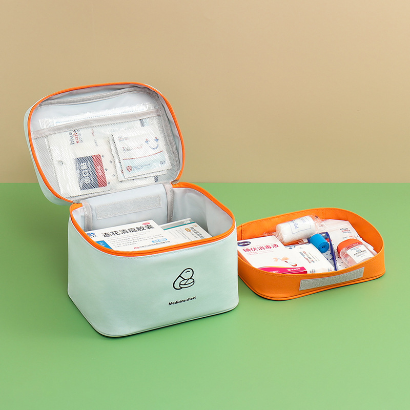Bolsa de almacenamiento de medicamentos de doble capa de gran capacidad para viajes de negocios paquete de primeros auxilios casero paquete de medicina de emergencia paquete médico de prevención de epidemias