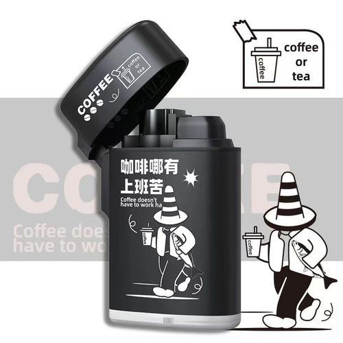 New windproof lighter, inflatable flip-top blue flame, super durable, creative internet celebrity, cute personality and good looks