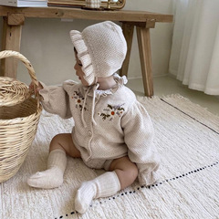 嬰兒春款針織毛衣開衫女寶寶繡花針織毛衫女童毛衣外套新生兒冬裝