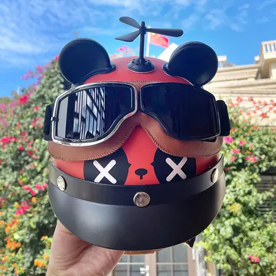 Auto Parts and Accessories: Motuoche Motorcycle Cartoon Panda Half Helmet