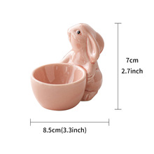 4TXN欧式兔子造型陶瓷蛋杯 早餐可爱鸡蛋托小巧清新简约摆件客厅