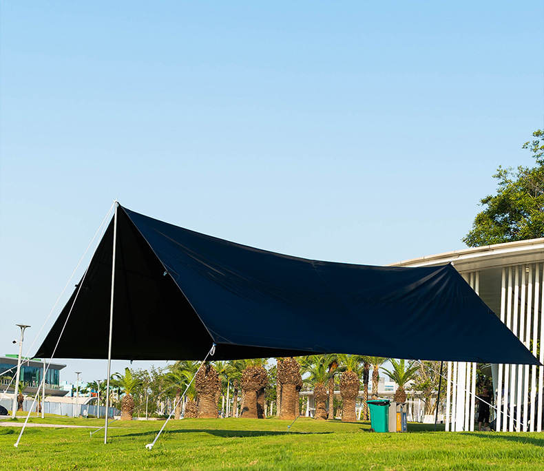 Multi-peg 19-peg black vinyl standalone canopy for outdoor camping, sun protection, large size, thickened, rainproof