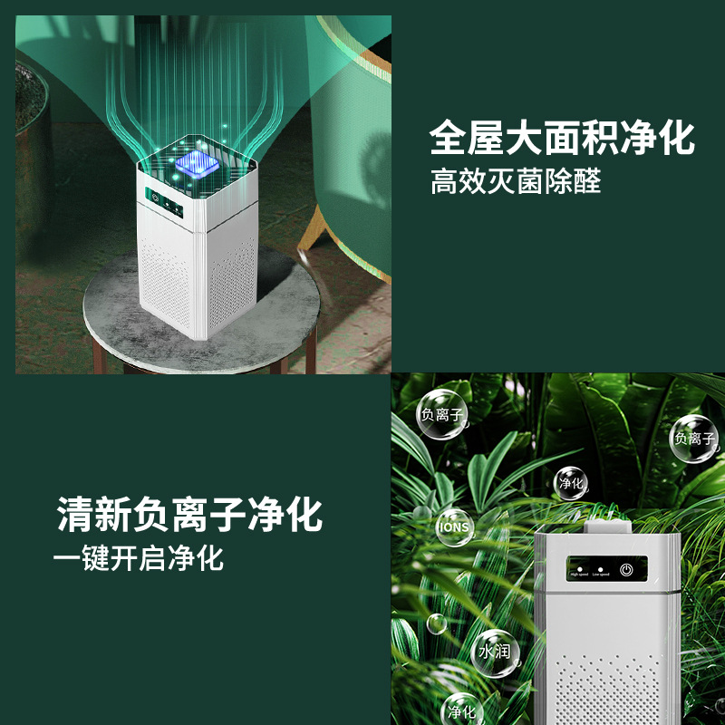 Purificador de aire de eliminación de formaldehído de aniones domésticos filtro de esterilización de dormitorio desodorizante esterilizante carbón activo