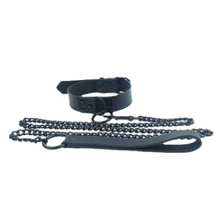 PU leather dark gothic couple's leash collar chain cosplay accessory streetwear night club necklace