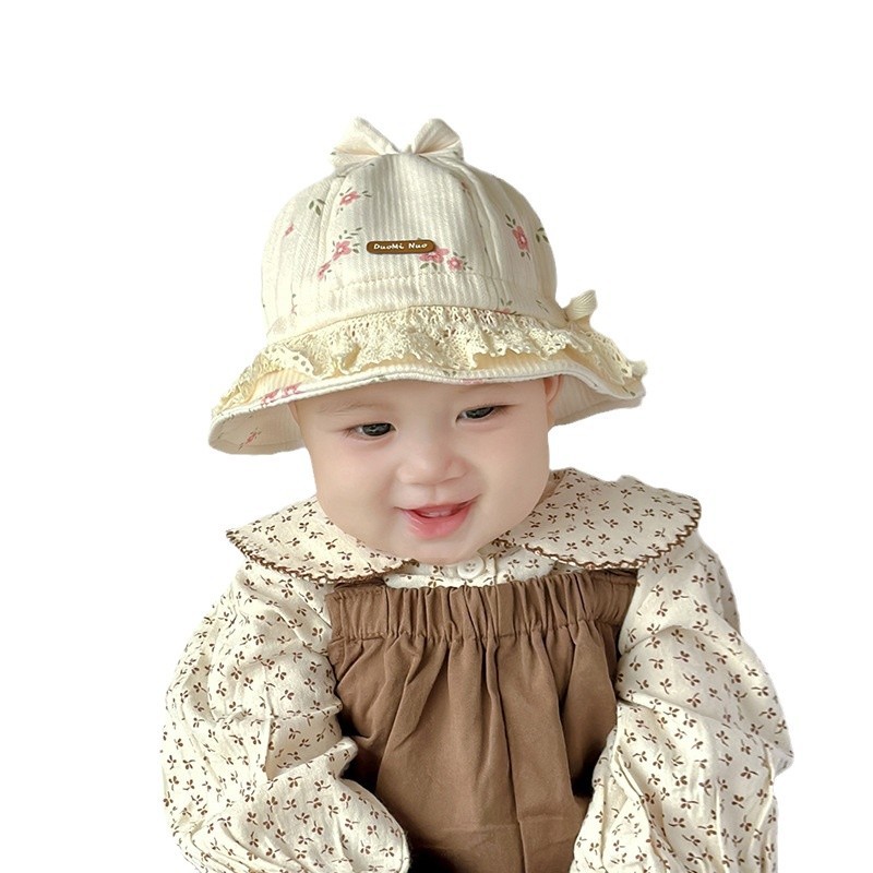 Sombrero de bebé primavera y otoño gorro de pescador lindo pequeño bebé super lindo protección solar delgado sombrero de encaje para hombres y mujeres