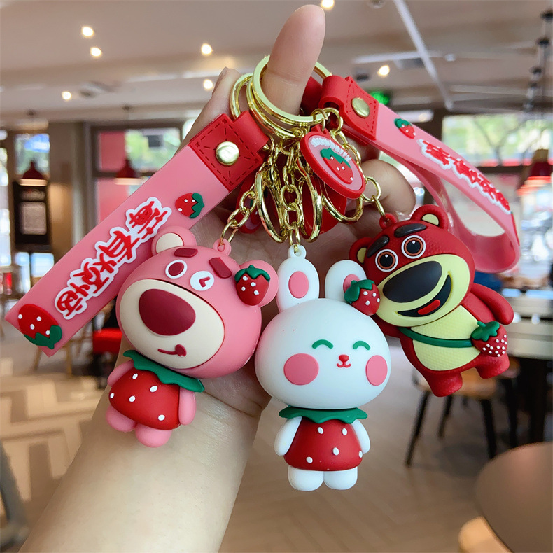 Wholesale Creative Bells Bow Tie teddy bear keychain Women Cute Animal  Keychain Lanyard Bag Charms Car Keyring plush teddy bear keychain From  m.