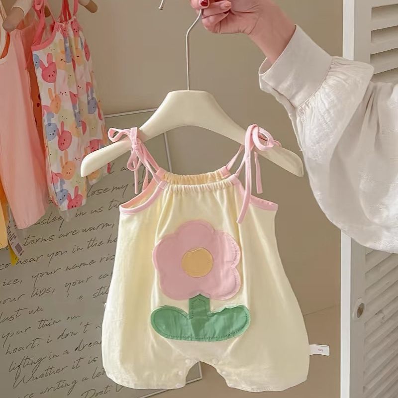 Thin Suspender Clothes, Super Cute Jumpsuits, Summer Baby Vests, Cute Crawling Clothes for Female Babies 0102A001