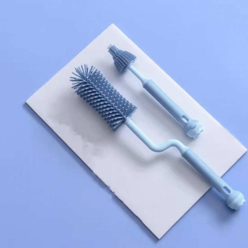 Azul (brillo de biberón + cepillo de pezón) 2 piezas ☆