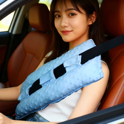 Universal Car Decoration for All — Seat belt shoulder pad - blue-with-pocket-160g-301525cm