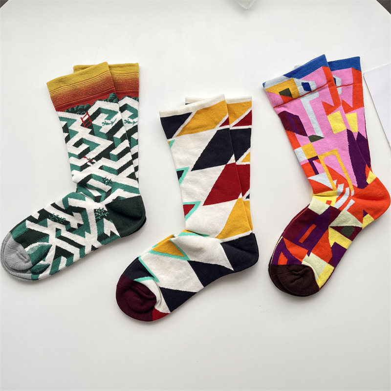 Unisex Casual Modern Style Geometric Cotton Crew Socks A Pair display picture 2