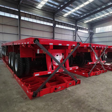 查看详情 出口13米4桥直梁半挂车 集装箱平板拖挂车 使用12R22.5