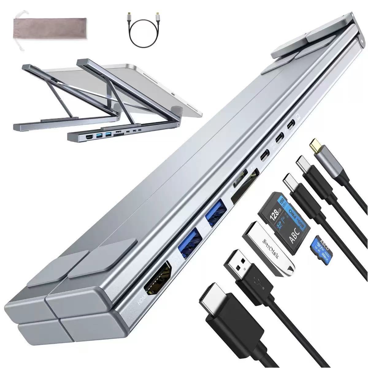 Dock typec multifunción portátil Dock Desktop Stand plegable portátil adaptador USB image 7