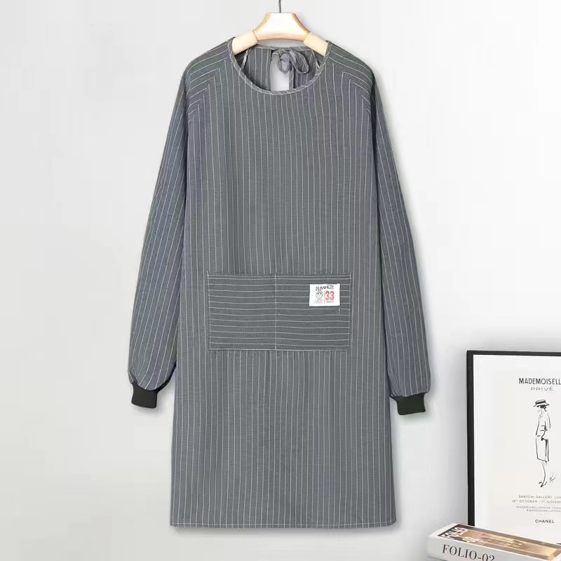 Delantal de manga larga de la cocina del hogar de los hombres abajo abrigo de algodón puro estilo coreano lindo cuerpo completo con mangas de las mujeres adultos overol