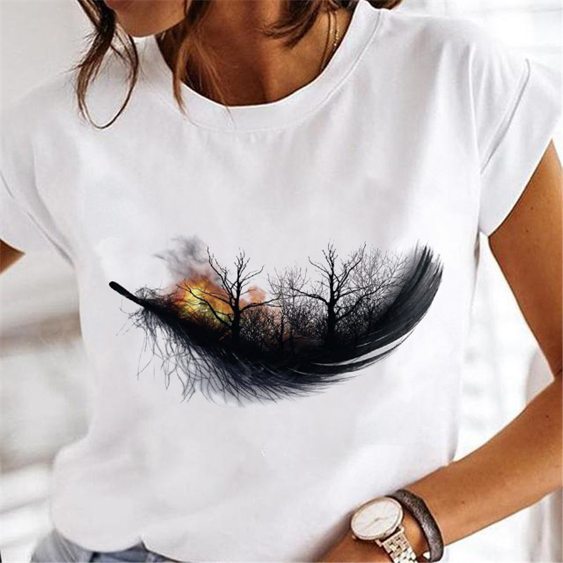 Women's T-shirt Short Sleeve T-shirts Printing Casual Leaf display picture 1