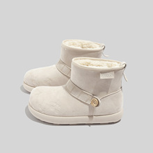 加绒厚底雪地靴女2025新款小众时尚百搭休闲保暖短靴冬季加厚棉鞋