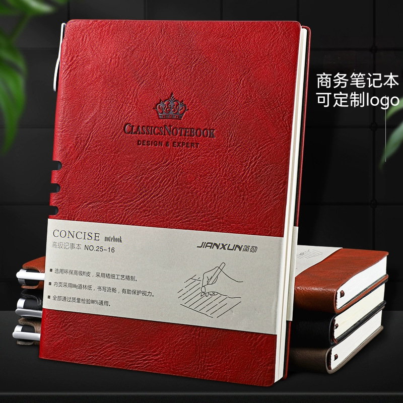 Notebook with Pen, Loose-Leaf Notepad, Customized Leather Cover, Thickeneded A5 Business Meeting Portable