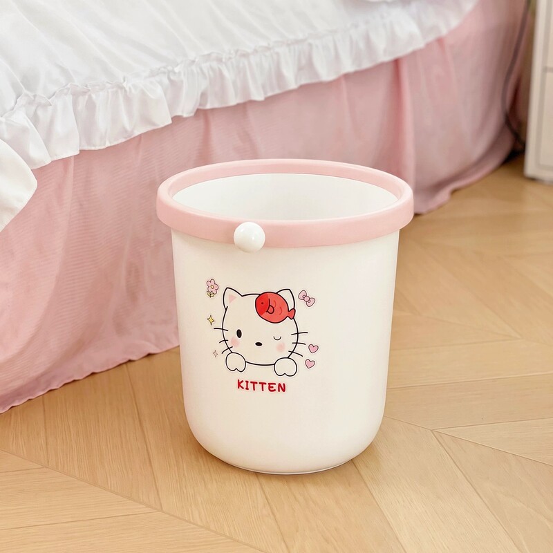 Cute and girly style trash bin for home use in the living room, bedroom, bathroom, or as a waste bin under the desk in the office Cute and girly style trash bin for home use in the living room, bedroom, bathroom, or as a waste bin under the desk in the office