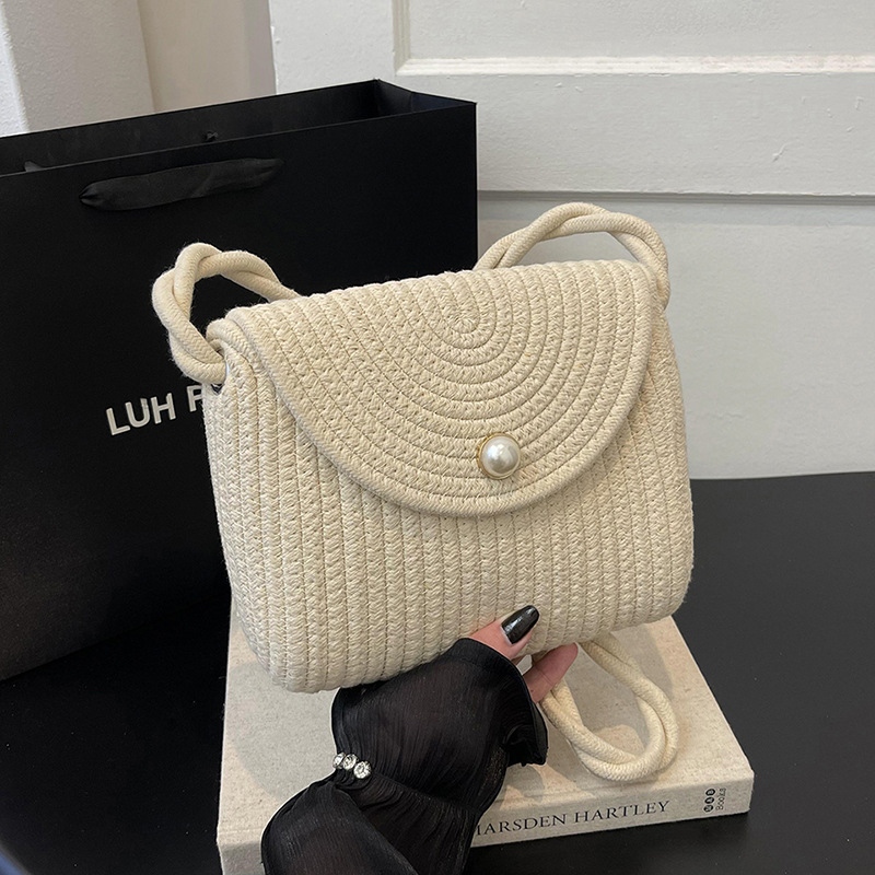 夏日文艺田园风编织草编包包单肩小方包女今年流行新款手机斜挎包