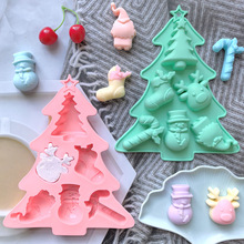 6连圣诞树巧克力607饼干硅胶模具糖果布丁甜点模具蛋糕烘焙用具