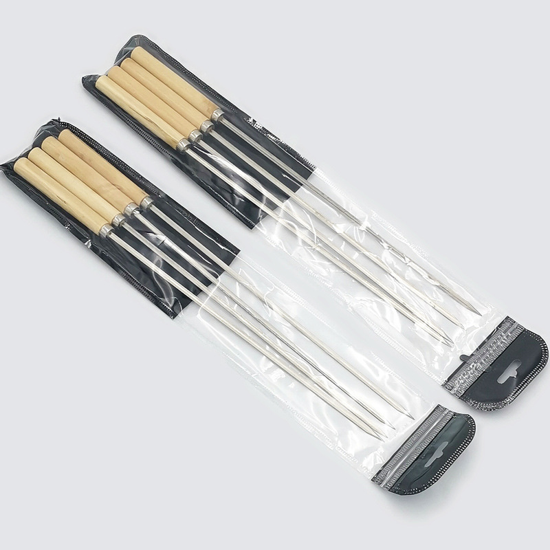 G1443 cuatro palos de barbacoa desechables para llevar barbacoa redonda palo pinchos de cordero pinchos barbacoa palo de hierro barbacoa