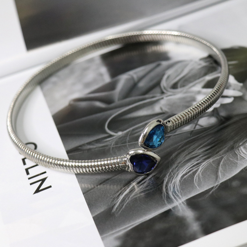 Fashion Heart Shape Stainless Steel Rhinestone Choker 1 Piece