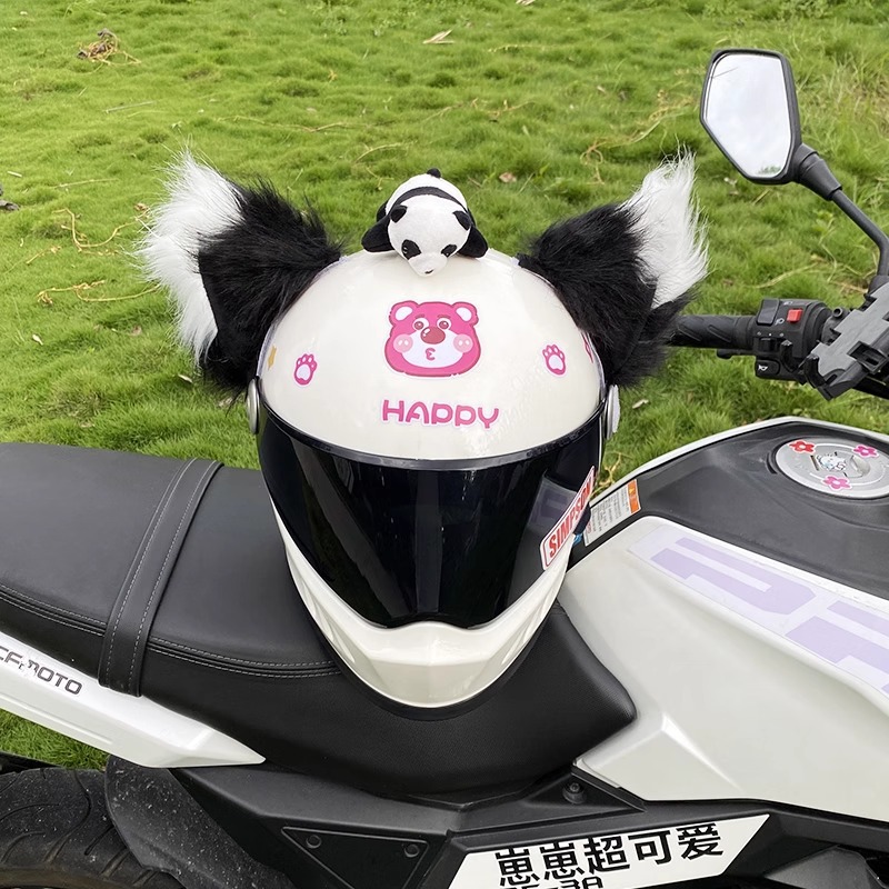 Diàndòngchē Cool Heavy Industry Handmade Helmet Decoration Motorcycle Electric Car Fox Ear (Auto Parts and Accessories) - black-giant-fox-ears-no-tail-no-panda-no-helmet