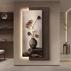 中世風の玄関装飾画、蓮の花は良い意味を持っています、玄関ホールの通路吊り絵、高級中国風雰囲気のライト絵画