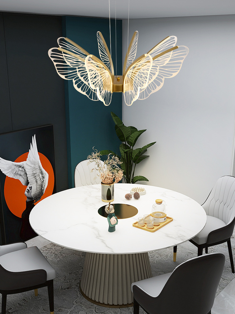 Lámparas de sala de estar nórdicas personales simples lámpara de restaurante de hojas de loto dormitorio principal creativo red de arte de sangarra lámpara LED