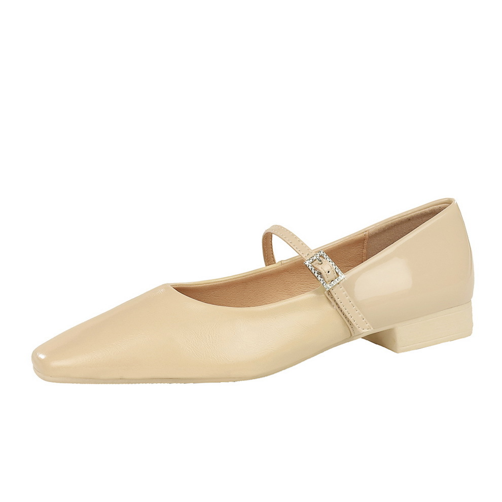 792-7 Korean version fashionable and minimalist, versatile in spring and autumn, comfortable flat heels for women's shoes, shallow mouth small square toe, one line strap, single shoe for women