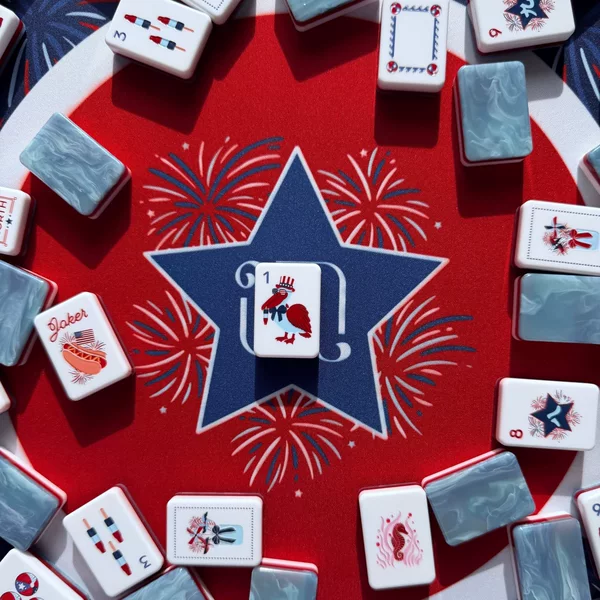 (In stock) American commemorative fireworks acrylic American mahjong tiles, home-use gift, hand-crafted crystal mahjong tiles
