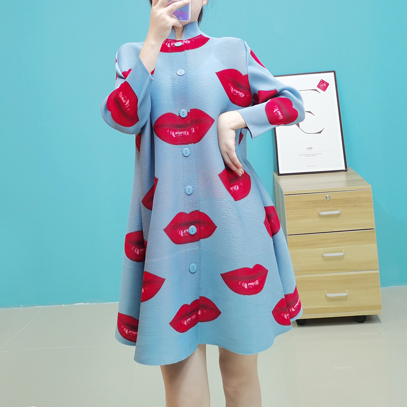 プリーツF015【在庫あり】三宅風トレンチコート レッドリップス ワンタッチラブコート 2025春 シングルブレストカーディガン