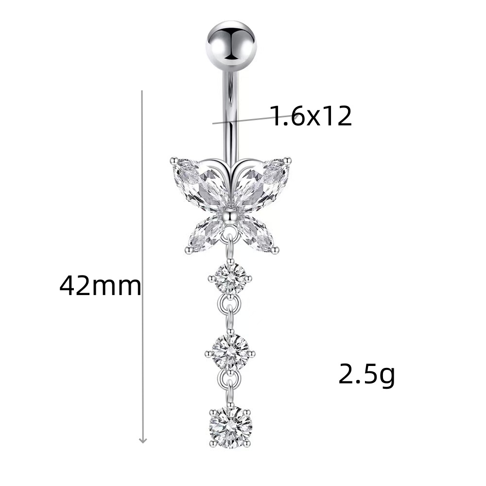 Peach Heart Zircon Navel Ring Love Belly Button Piercing Jewelry Gold detail image 7