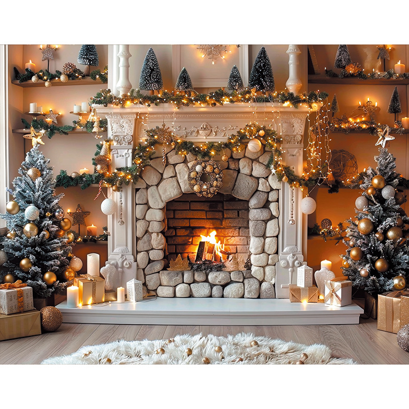 Tela de fondo de estudio de Navidad Actividades de Navidad Decoración de fiesta Tela de pared de fondo Escena de nieve de Navidad Tela colgante de fondo de foto