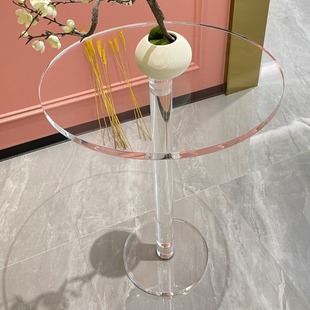 Nordic Small Round Table Acrylic Light Luxury Negotiation Table Hotel Coffee Table Reception Table Balcony Internet Celebrity Afternoon Tea Table