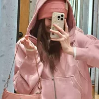 Вышивка LULU Оригинальный логотип Scuba полный молния с капюшоном свитер свободная версия с длинными рукавами повседневная толстовка с флисом