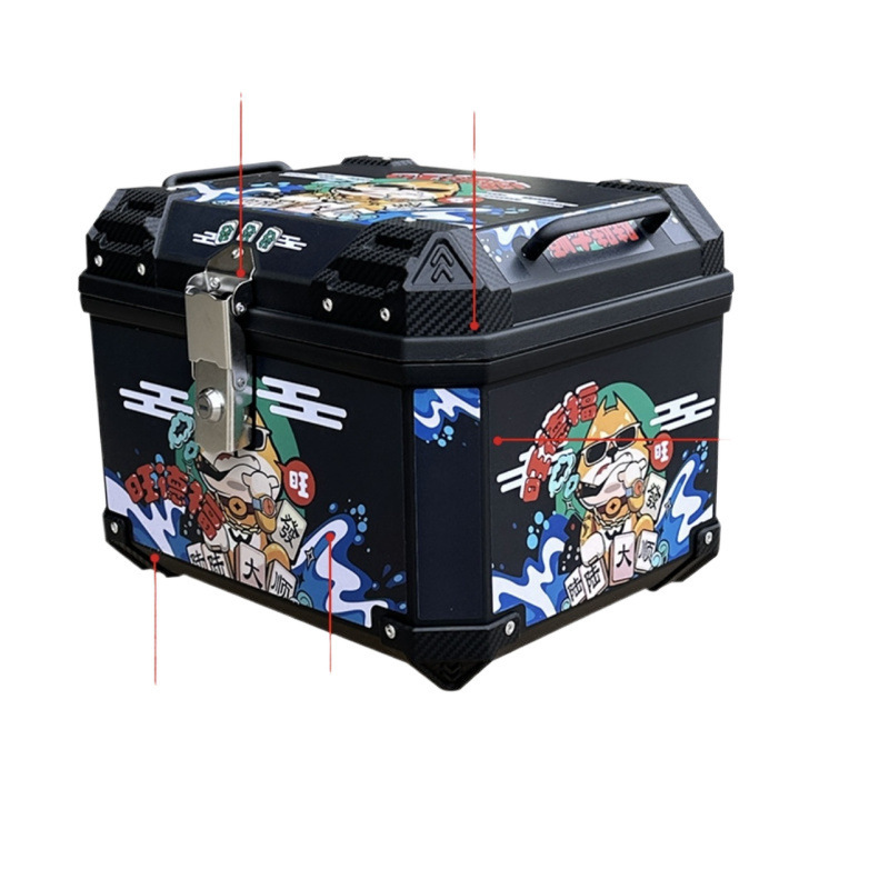 Caja de cola de motocicleta, maletero de gran capacidad, scooter, maletero de coche eléctrico, aleación de aluminio sin uso general grande
