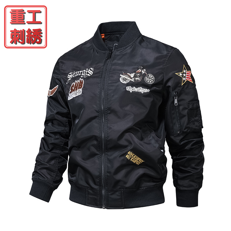 Tendencia de ropa de béisbol de primavera y otoño de la Fuerza Aérea MA1 chaqueta de piloto de industria pesada bordada chaqueta de béisbol de hombre
