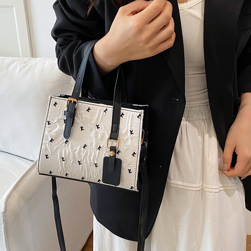 クロスボーダー新スタイルリボンプリントトートバッグ大容量ファッショナブルな質感シングルショルダー脇の下バッグ学生通勤バッグ女性|undefined