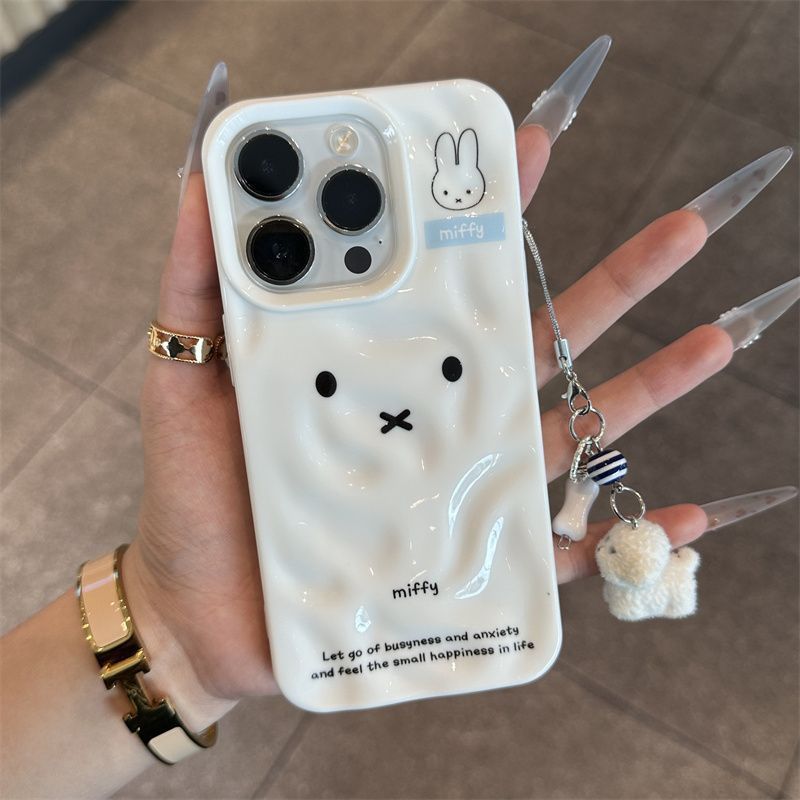 可爱米菲适用苹果16手机壳陨石纹卡通iphone15pro小狗挂件保护套|undefined