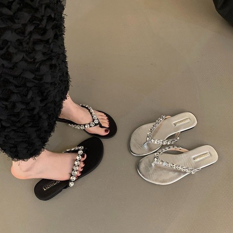 Zapatillas de agua de diamante plateadas francesas de verano con falda de mar zapatillas de hadas zapatos de playa de moda image 3