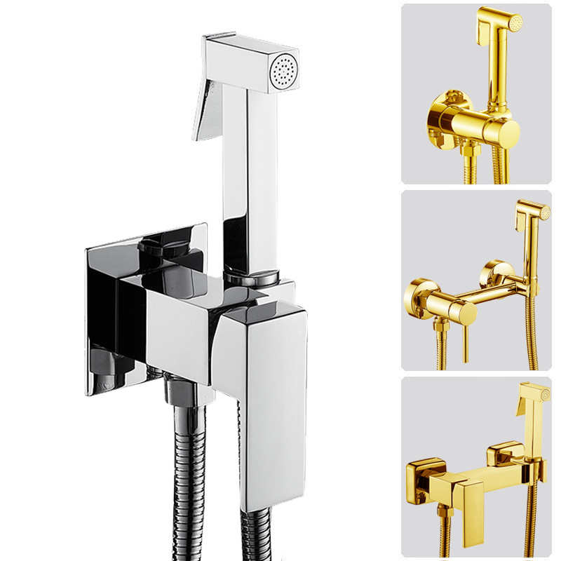 Cross-Border Toilet Companion Spray Gun Faucet, Butt Washing Nozzle, Copper Hot and Cold Water Concealed Pre-Embedded Spray Gun Set Cross-Border Toilet Companion Spray Gun Faucet, Butt Washing Nozzle, Copper Hot and Cold Water Concealed Pre-Embedded Spray Gun Set