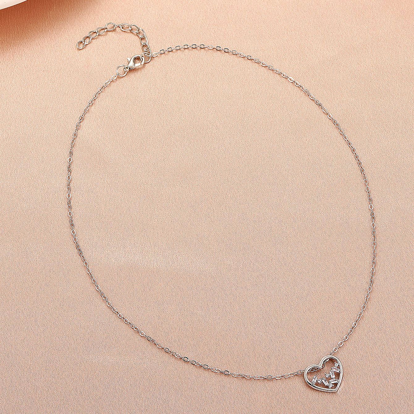 Fashion Heart Shape Copper Necklace Inlay Zircon Copper Necklaces