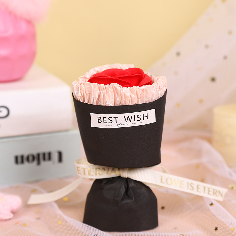 Día de San Valentín mini bolsillo de coche rosa jabón pequeño ramo de flores decoración para la esposa de la mano mano regalo